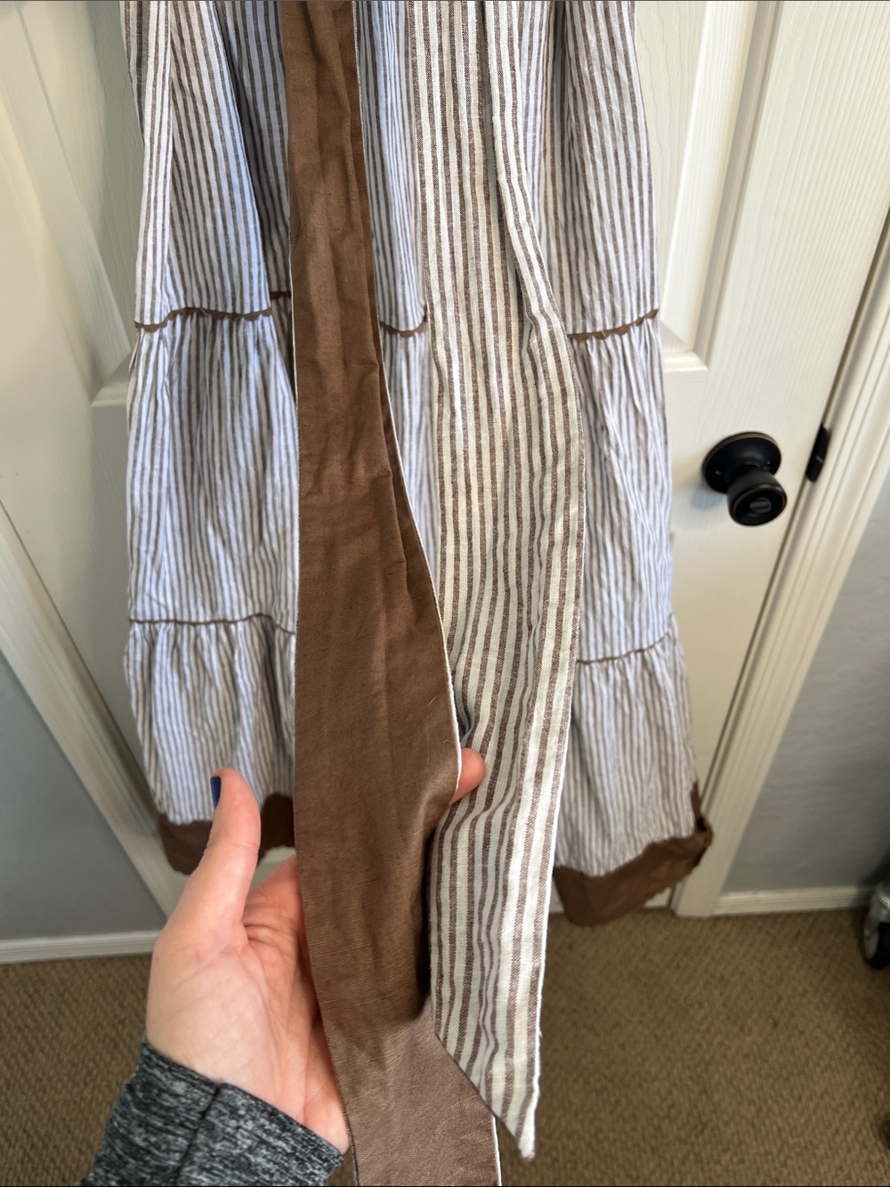 Tuckernuck Joanna linen cotton blend seersucker striped tier maxi dress size XL - Picture 12 of 12